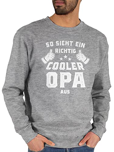 Sweater Pullover Sweatshirt Herren Damen - Geschenke - So sieht ein richtig cooler Opa aus - L - Grau meliert - für grossvater groseltern pullis vatertagsgeschenk opas pulli grandpa ist der beste von Shirtracer