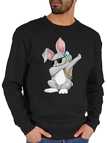 Sweater Pullover Sweatshirt Herren Damen - Outfit - Dabbing Osterhase I Oster Hase Ostern - M - Schwarz - osterbekleidung ostermotiv easter pulli mit ostermotiven ostergeschenke osterhasen men von Shirtracer
