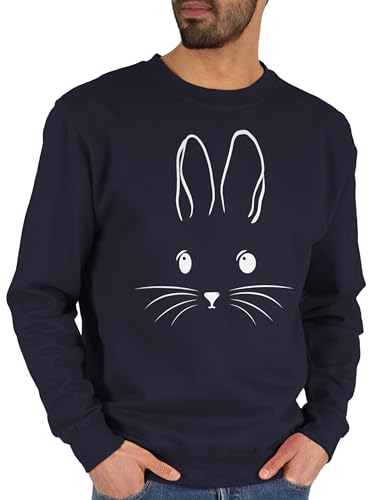 Sweater Pullover Sweatshirt Herren Damen - Outfit - Hasen Kopf I Osterhase I Oster Hase - L - Dunkelblau - osterbekleidung Ostern Easter mit ostermotiven ostermotiv Men ostergeschenke osterfest von Shirtracer