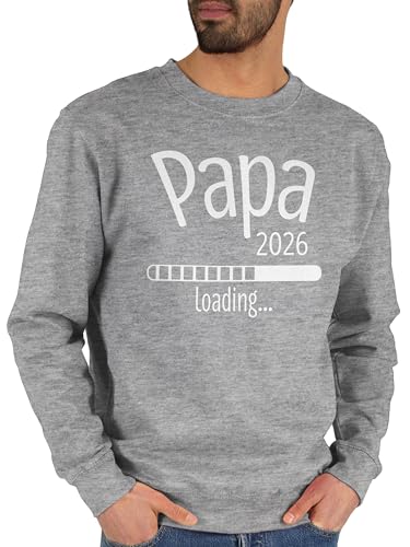 Shirtracer Sweater Pullover Sweatshirt Herren Damen - Papa 2026 Loading - M - Grau meliert - Vatertag 2022 Pulli Vater Geburt väter dad 2025 Vatertagsgeschenk Daddy to be papatag schwanger verkünden von Shirtracer