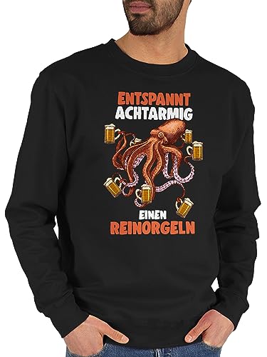 Sweater Pullover Sweatshirt Herren Damen - Party & Alkohol - Entspannt achtarmig einen reinorgeln - 8 armig - reinorgelson - Bier Sauf Saufen - M - Schwarz - alki pulli trinken trinksprüche von Shirtracer