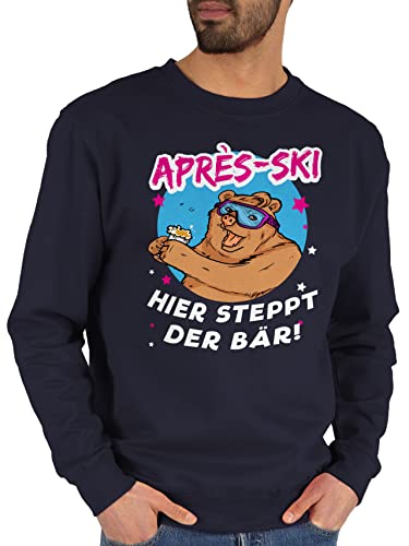 Sweater Pullover Sweatshirt Herren Damen - Skiurlaub Apres Ski - Après-Ski Hier steppt der Bär! - XL - Dunkelblau - Party apre Fahren après+ski+Party Mottoparty après Outfit Skifahrer bär von Shirtracer