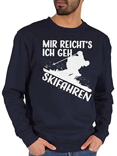 Sweater Pullover Sweatshirt Herren Damen - Snowboard, Ski und mehr - Mir reicht's ich GEH Skifahren - weiß - XL - Dunkelblau - Wintersport Skifahrer Pulli reichts Fahren von Shirtracer