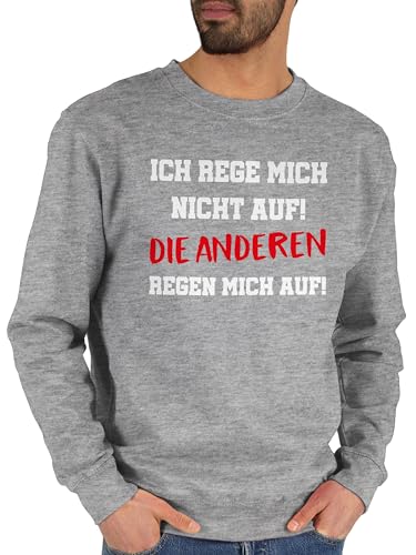 Sweater Pullover Sweatshirt Herren Damen - Sprüche Statement mit Spruch - Ich rege mich nicht auf die anderen regen mich auf - L - Grau meliert - deutschen sprüchen sprueche sarkastisch pulli von Shirtracer
