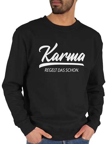 Sweater Pullover Sweatshirt Herren Damen - Sprüche Statement mit Spruch - Karma regelt das schon I - XS - Schwarz - sprueche macht pulli sprüchen pullis spruechen sprüche, spruch. spruche lustige Sweater Pullover Sweatshirt Herren Damen - Sprüche Statement mit Spruch - Karma regelt das schon I - XS - Schwarz - sprueche macht pulli sprüchen pullis spruechen sprüche, spruch. spruche lustige von Shirtracer