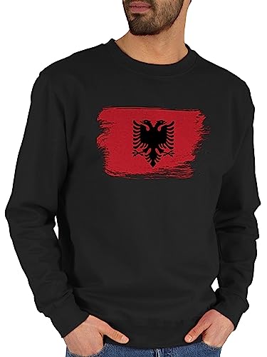 Shirtracer Sweater Pullover Sweatshirt Herren Damen - Fußball EM WM - Albanien Albanija - L - Schwarz - shqiptar Fanartikel Adler Albaner Fussball Albanian Flag 2024 albanisch Europameisterschaft von Shirtracer