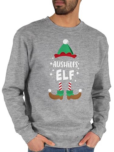 Sweater Pullover Sweatshirt Herren Damen - Weihnachten Aushilfs-Elf I Weihnachtself I Weihnachts Elf I Christmas Elf - XL - Grau meliert - Merry x-Mas elfe x Mas Elfen Xmas wichtel weihnacht von Shirtracer