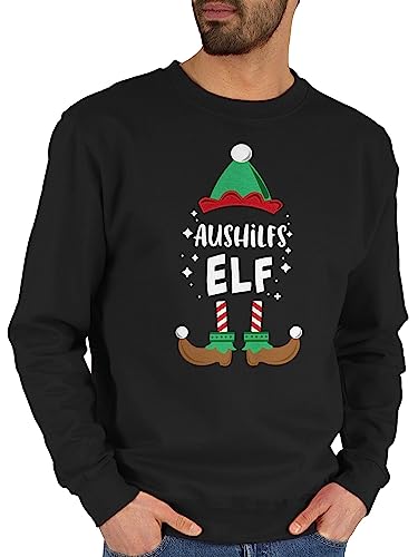 Sweater Pullover Sweatshirt Herren Damen - Weihnachten Aushilfs-Elf I Weihnachtself I Weihnachts Elf I Christmas Elf - L - Schwarz - Merry x-Mas elfe x Mas Elfen Xmas wichtel weihnacht von Shirtracer