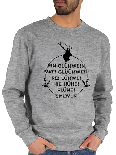 Sweater Pullover Sweatshirt Herren Damen - Weihnachten - EIN Glühwein swei Glühwein I Weihnachtsmotiv I Glühwein Liebhaber - XXL - Grau meliert - Weihnachts Christmas Pulli Merry x-Mas Sweat von Shirtracer