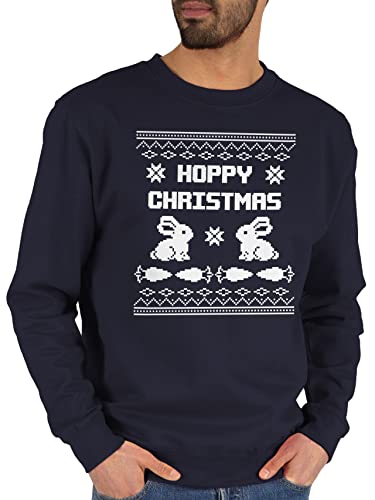 Sweater Pullover Sweatshirt Herren Damen - Weihnachten Geschenke Bekleidung - Ugly Christmas I Hoppy Christmas Hase - XXL - Dunkelblau - Baumwolle weihnachtsmotiv Hasen Pulli vor weihnacht Frauen Sweater Pullover Sweatshirt Herren Damen - Weihnachten Geschenke Bekleidung - Ugly Christmas I Hoppy Christmas Hase - XXL - Dunkelblau - Baumwolle weihnachtsmotiv Hasen Pulli vor weihnacht Frauen von Shirtracer