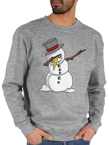 Sweater Pullover Sweatshirt Herren Damen - Weihnachten Geschenke Christmas Bekleidung - Dabbing Schneemann - XL - Grau meliert - Baumwolle weihnachtsmotiv vor weihnacht Weihnachts von Shirtracer