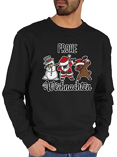 Sweater Pullover Sweatshirt Herren Damen - Frohe Weihnachten Dabbing - L - Schwarz - Baumwolle weihnachtsmotiv Xmas Man Geschenke vor Christmas Santa weihnacht Rentier Weihnachts Nikolaus von Shirtracer