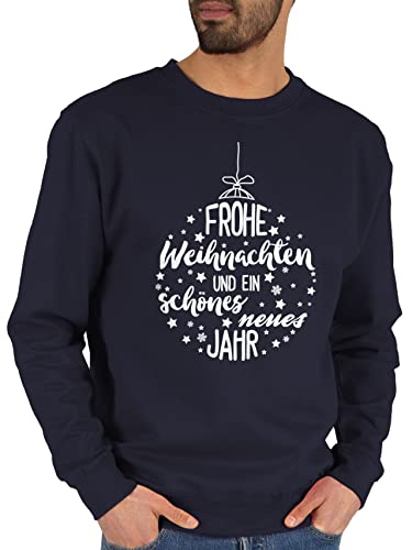 Sweater Pullover Sweatshirt Herren Damen - Geschenke Christmas Bekleidung - Frohe Weihnachten und EIN schönes neues Jahr Kugel weiß - XXL - Dunkelblau - für Eltern zu die Geschenk arbeitskollegen von Shirtracer