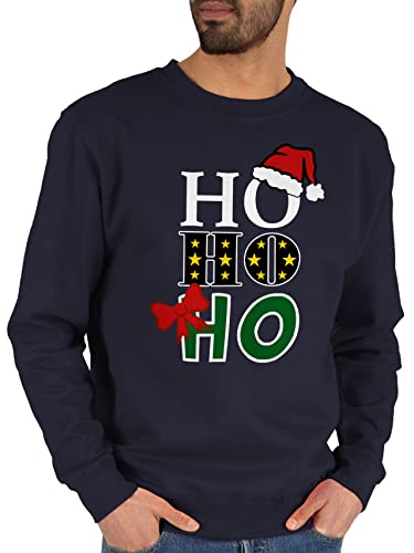 Sweater Pullover Sweatshirt Herren Damen - Weihnachten Geschenke Christmas Bekleidung - Ho Ho Ho - weiß - S - Dunkelblau - Weihnachts Geschenk x Mas swiateczne weihnachtsmotiv weihnachtlicher von Shirtracer