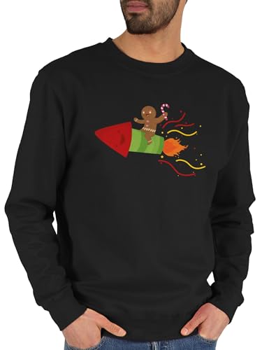 Sweater Pullover Sweatshirt Herren Damen - Weihnachten Geschenke Christmas Bekleidung - Lebkuchenmann lachend auf Rakete - XS - Schwarz - Baumwolle weihnachtsmotiv vor weihnacht Weihnachts Sweater Pullover Sweatshirt Herren Damen - Weihnachten Geschenke Christmas Bekleidung - Lebkuchenmann lachend auf Rakete - XS - Schwarz - Baumwolle weihnachtsmotiv vor weihnacht Weihnachts von Shirtracer