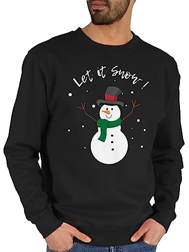 Sweater Pullover Sweatshirt Herren Damen - Weihnachten Geschenke Christmas Bekleidung - Schneemann Let it Snow - XL - Schwarz - Baumwolle weihnachtsmotiv weihnachtsmotive+weihnachtsmotiven vor von Shirtracer