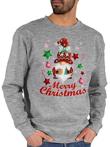 Sweater Pullover Sweatshirt Herren Damen - Weihnachten Geschenke Christmas Bekleidung - Weihnachtlicher Wichtel - M - Grau meliert - weihachten weihnachtlich weihnachtliches weihnqchts x-.Mas von Shirtracer