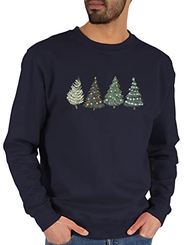 Sweater Pullover Sweatshirt Herren Damen - Weihnachten Geschenke Christmas Bekleidung - Weihnachtsbäume - XXL - Dunkelblau - weinachtsgeschenk weihnachtsmotive weihnachtsmotiven weihnchtsgeschenke von Shirtracer