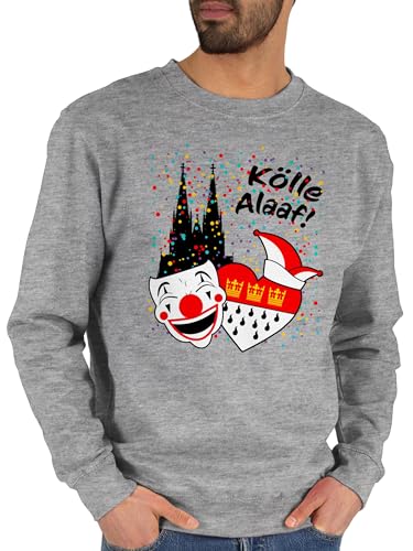 Sweater Pullover Sweatshirt Herren Damen - & Fasching - Kölle Alaaf Kostüm Köln Karneval Wappen I Jeck Rut Wiees I Narren I Kölsche Jecken - M - Grau meliert - faschings dom pulli karnevals von Shirtracer