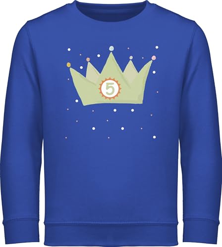 Sweatshirt Kinder Pullover Jungen Mädchen - 5. Geburtstag - Fünf Jahre Kronenmotiv Fünfter Kindergeburtstag Geschenk für 5 Jährige Geburtstagsgeschenk 5ter I 5er - 104 (3/4 Jahre) - Royalblau von Shirtracer
