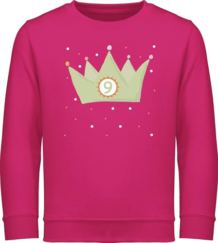 Sweatshirt Kinder Pullover Jungen Mädchen - 9. Geburtstag - Neun Jahre Kronenmotiv Neunter Kindergeburtstag Geschenk für 9 Jährige Geburtstagsgeschenk 9ter I 9er - 140 (9/11 Jahre) - Fuchsia von Shirtracer