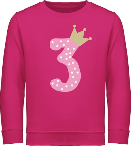 Shirtracer Sweatshirt Kinder Pullover für Jungen - 3. Geburtstag - Dritter Krone Mädchen - 104 (3/4 Jahre) - Fuchsia - 3 Jahre DREI Pulli 3.Geburtstag Zahl reitpullover geburtstagspullover Three von Shirtracer