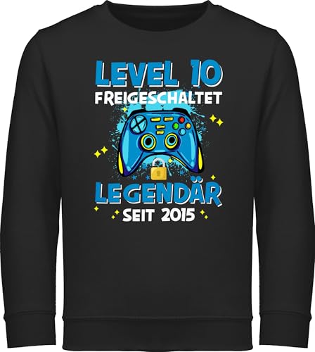 Sweatshirt Kinder Pullover für Jungen Mädchen - 10. Geburtstag - Level 10 freigeschaltet Legendär seit 2015 - 152 (12/13 Jahre) - Schwarz - 10.geburtstag fun-sweatshirts zehn junge 10th birthday von Shirtracer