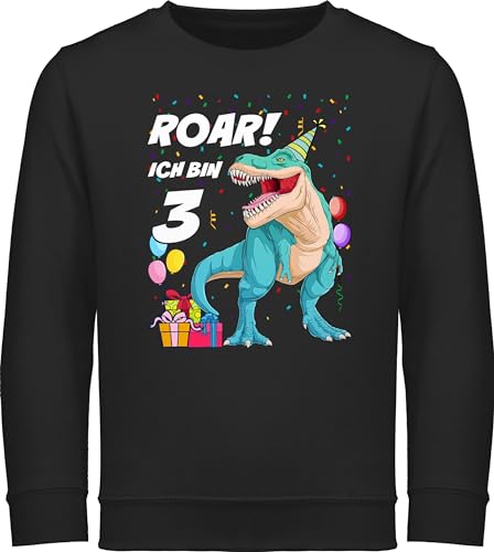 Sweatshirt Kinder Pullover für Jungen Mädchen - 3. Geburtstag - Ich Bin 3 Jahre - T-Rex Dinosaurier Dino - 116 (5/6 Jahre) - Schwarz - DREI Pulli 3.Geburtstag Langarm geburtstagspullover Three von Shirtracer