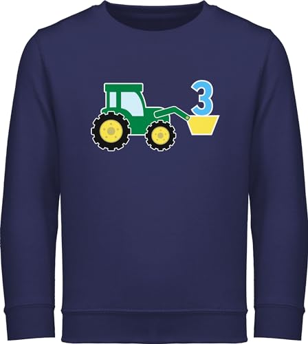 Sweatshirt Kinder Pullover für Jungen Mädchen - 3. Geburtstag - Traktor Dritter - 104 (3/4 Jahre) - Navy Blau - trecker 3 Jahre DREI Pulli 3.Geburtstag reitpullover geburtstagspullover Three von Shirtracer