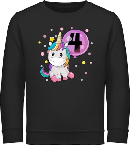 Shirtracer Sweatshirt Kinder Pullover für Jungen - 4. - Einhorn 4 Geburtstag Mädchen Kindergeburtstag 4 Jahre - 116 (5/6 Jahre) - Schwarz - b-Day Pulli Geb Vier 4ter jährige Years Geschenkideen von Shirtracer