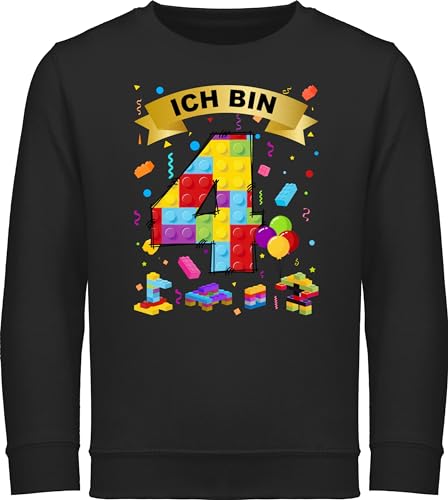 Sweatshirt Kinder Pullover für Jungen Mädchen - 4. Geburtstag - Ich Bin 4 Bausteine - 116 (5/6 Jahre) - Schwarz - Jahre Vier Pulli Kindershirt Langarm 4.Geburtstag Junge Geburtstags 4th Birthday von Shirtracer