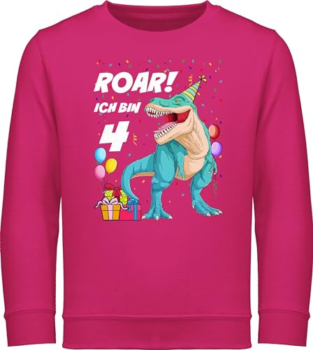 Sweatshirt Kinder Pullover für Jungen Mädchen - 4. Geburtstag - Ich bin 4 Jahre - T-Rex Dinosaurier Dino - 116 (5/6 Jahre) - Fuchsia - kindershirt langarm vier pulli geburtstags 4.geburtstag junge von Shirtracer