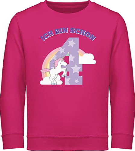 Sweatshirt Kinder Pullover für Jungen Mädchen - 4. Geburtstag - Ich bin schon vier Einhorn - 116 (5/6 Jahre) - Fuchsia - 4 jahre pulli geburtstags kindergeburtstag zum years geb happy birthday von Shirtracer