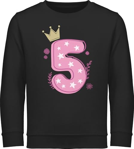 Sweatshirt Kinder Pullover für Jungen Mädchen - 5. - Fünfter Geburtstag - 116 (5/6 Jahre) - Schwarz - geburtstagspullover 5 jahre geburtstags fünf zahl reitpullover geburtstagsshirt langarm alt von Shirtracer