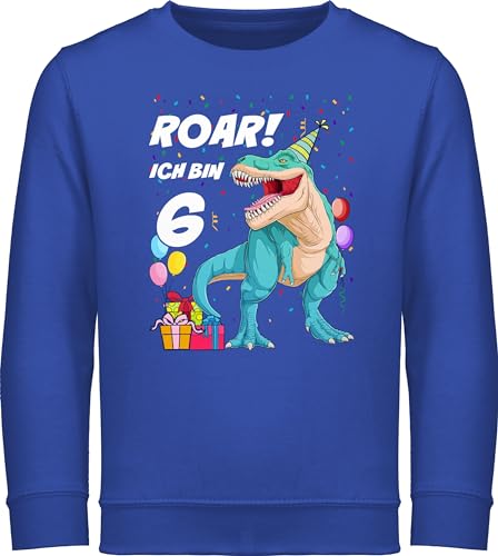 Shirtracer Sweatshirt Kinder Pullover für Jungen Mädchen - 6. Geburtstag - Ich Bin 6 Jahre - T-Rex Dinosaurier Dino - 140 (9/11 Jahre) - Royalblau - geburtstagspullover sechs rex Pulli Junge Kleidung von Shirtracer