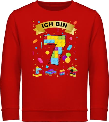 Sweatshirt Kinder Pullover für Jungen Mädchen - 7. Geburtstag - Ich bin 7 Bausteine - 140 (9/11 Jahre) - Rot - jahre junge oberteil pulli sieben langarm 7.geburtstag siebter 7.geburtstags birthday von Shirtracer