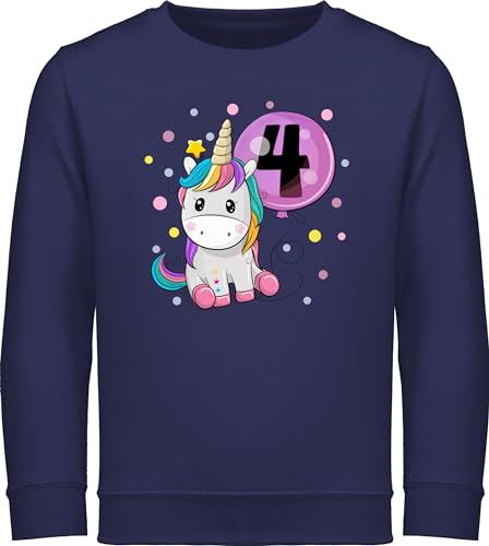 Sweatshirt Kinder Pullover für Jungen - 4. - Einhorn 4 Geburtstag Mädchen Kindergeburtstag 4 Jahre - 116 (5/6 Jahre) - Navy Blau - vierter Vier b-Day Geburtstags Pulli 4.geburtsrag Langarm von Shirtracer