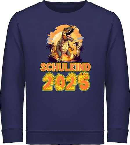 Sweatshirt Kinder Pullover für Jungen Mädchen - Einschulung Junge - Schulkind 2025 Dinosaurier Dino Saurier - 152 (12/13 Jahre) - Navy Blau - schulanfang kleidung schulanfang+kleidung+mädchen von Shirtracer