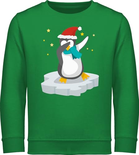 Sweatshirt Kinder Pullover für Jungen Mädchen - Geschenke Christmas - Dab Pinguin Weihnachten - 140 (9/11 Jahre) - Grün - Weihnachtspullover weihnachtssweatshirt weihnachtsmotiv Dabbing von Shirtracer