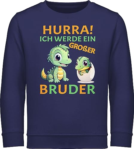 Sweatshirt Kinder Pullover für Jungen Mädchen - Hurra endlich großer Bruder - Ich werde großer Bruder - Ich bin großer Bruder - 128 (7/8 Jahre) - Navy Blau - geschenke großen grosser+bruder von Shirtracer