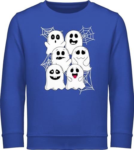 Shirtracer Sweatshirt Kinder Pullover für Jungen Mädchen - Halloween - Lustige Geister Gespenster Geist Gespenst - 128 (7/8 Jahre) - Royalblau - Happy gruselige Junge grusel Kind Haloween Outfits von Shirtracer