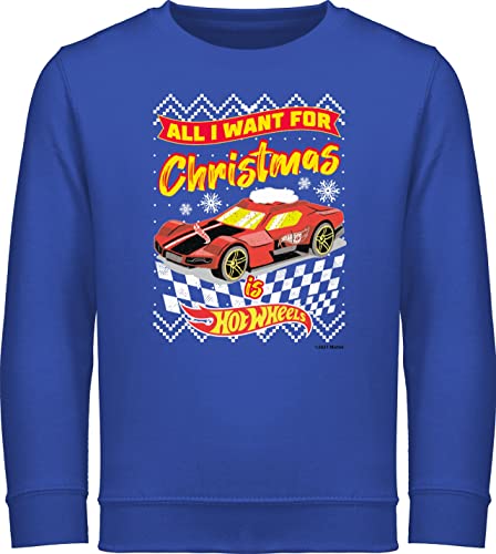 Sweatshirt Kinder Pullover für Jungen Mädchen - All i Want for Christmas is Hot Wheels - 152 (12/13 Jahre) - Royalblau - hat von Shirtracer