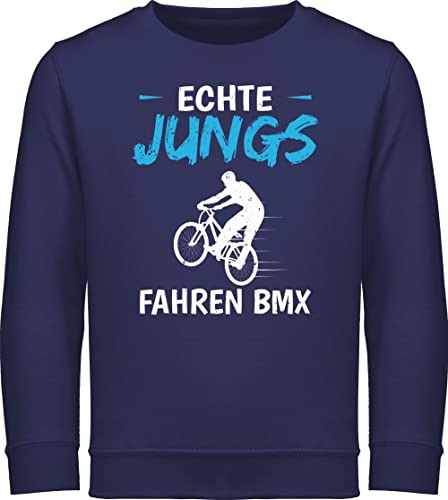 Sweatshirt Kinder Pullover für Jungen Mädchen - Sport Kleidung - Echte Jungs fahren BMX - 152 (12/13 Jahre) - Navy Blau - kinderpulli kinderkleidung hoddy pulis kinderpullover pulli pullis junge von Shirtracer