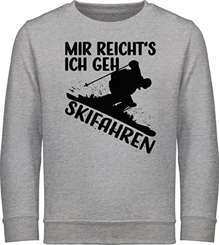 Sweatshirt Kinder Pullover für Jungen Mädchen - Sport Kleidung - Mir reicht's ich GEH Skifahren - 116 (5/6 Jahre) - Grau meliert - Skifahrer Pulli ski skifahr von Shirtracer