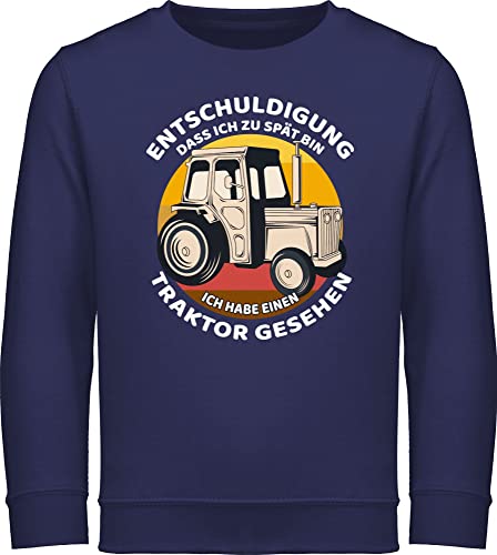 Sweatshirt Kinder Pullover für Jungen Mädchen - Bagger und Co. - Entschuldigung dass ich zu spät bin - Traktor - 116 (5/6 Jahre) - Navy Blau - reitpullover hoddie pullis hoodies junge kind pulli von Shirtracer