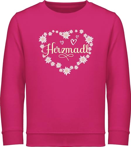 Sweatshirt Kinder Pullover für Jungen Mädchen - Kompatibel mit Oktoberfest Trachtenshirt - Herzmadl Madel Madl Mädel - 128 (7/8 Jahre) - Fuchsia - oktoberfest- bayrisch bayrische bayrisches von Shirtracer