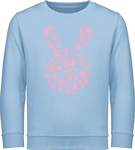 Shirtracer Sweatshirt Kinder Pullover für Jungen Mädchen - Ostergeschenke Ostern - Hase Kopf Silhouette rosa - 152 (12/13 Jahre) - Hellblau - ostermotive Kind Oster Outfit osterüberraschung von Shirtracer