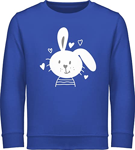Sweatshirt Kinder Pullover für Jungen Mädchen - Hase - Hasen I Schlappohr I Osterhase - 104 (3/4 Jahre) - Royalblau - osterhasen bunny sweater hasenmotiv oster reitpullover häschen ostern kind von Shirtracer