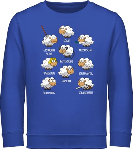 Sweatshirt Kinder Pullover für Jungen Mädchen - Schafe Schäfchen Schäfer Schaf Sheep Schafbauer Lustig Witzig - 140 (9/11 Jahre) - Royalblau - schafen unschaf Junge von Shirtracer