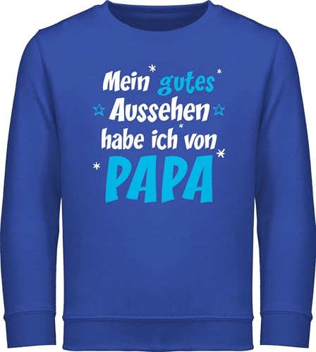 Sweatshirt Kinder Pullover für Jungen Mädchen - Statement Sprüche - Mein gutes Aussehen Papa Junge - 104 (3/4 Jahre) - Royalblau - spruch von reitpullover spruche habe ich meinem kinderpullover von Shirtracer